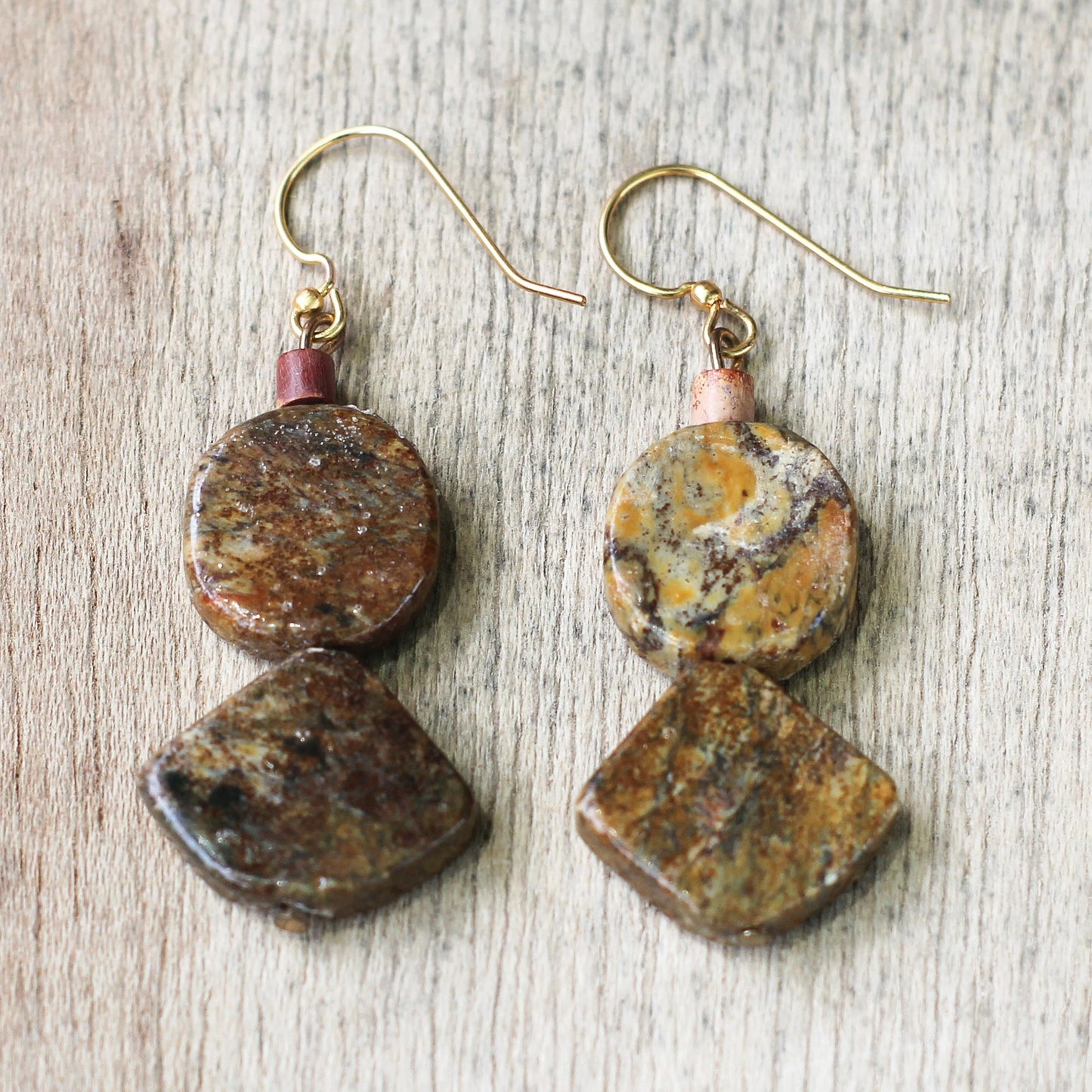 Earth Celebration Natural Soapstone Dangle Earrings from Ghana