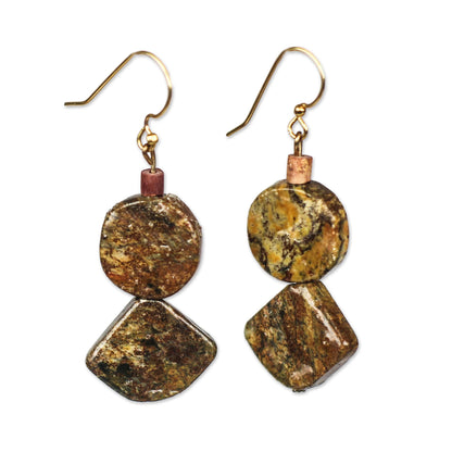 Earth Celebration Natural Soapstone Dangle Earrings from Ghana