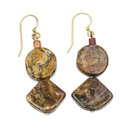 Earth Celebration Natural Soapstone Dangle Earrings from Ghana