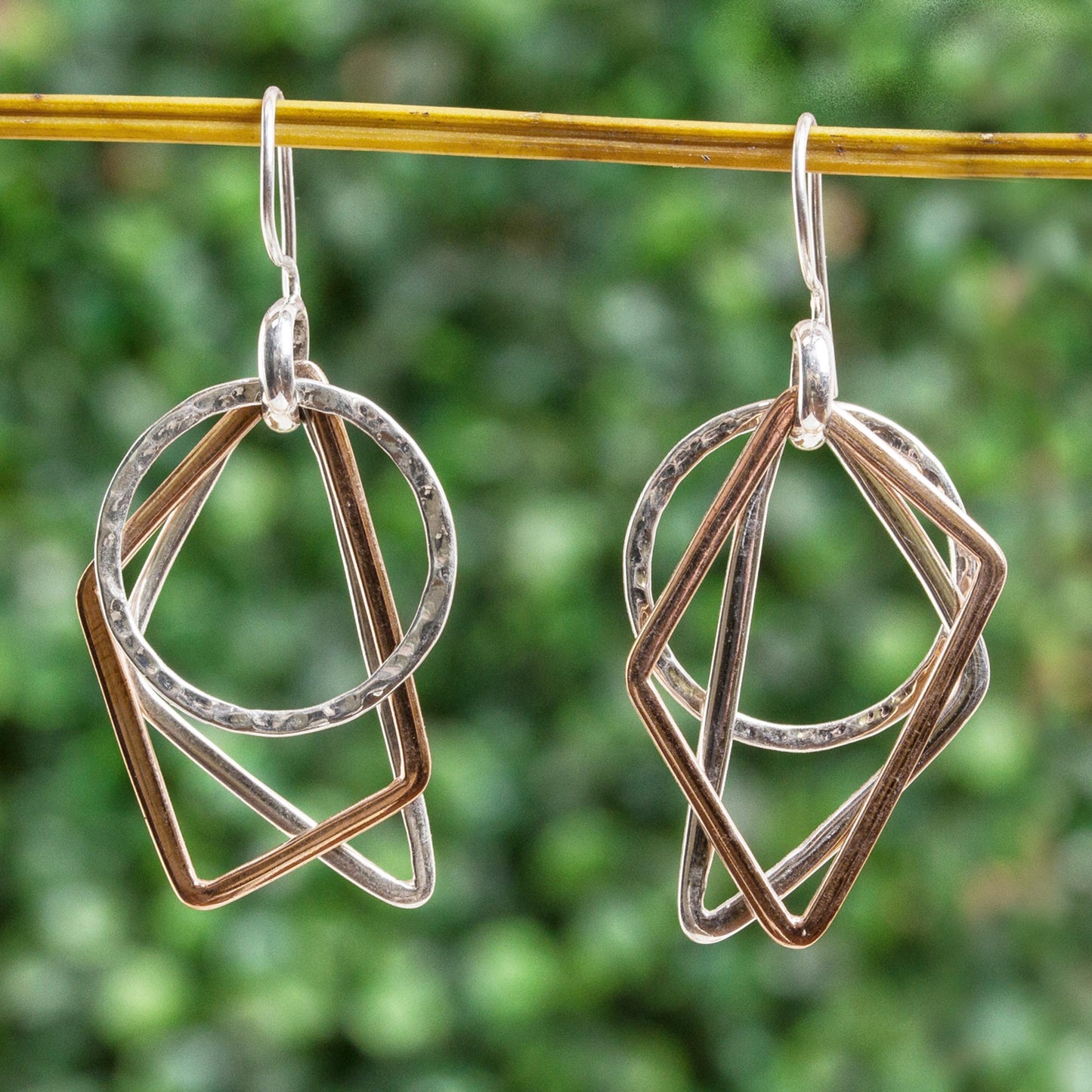 Geometric Trio Geometric Sterling Silver and Copper Dangle Earrings