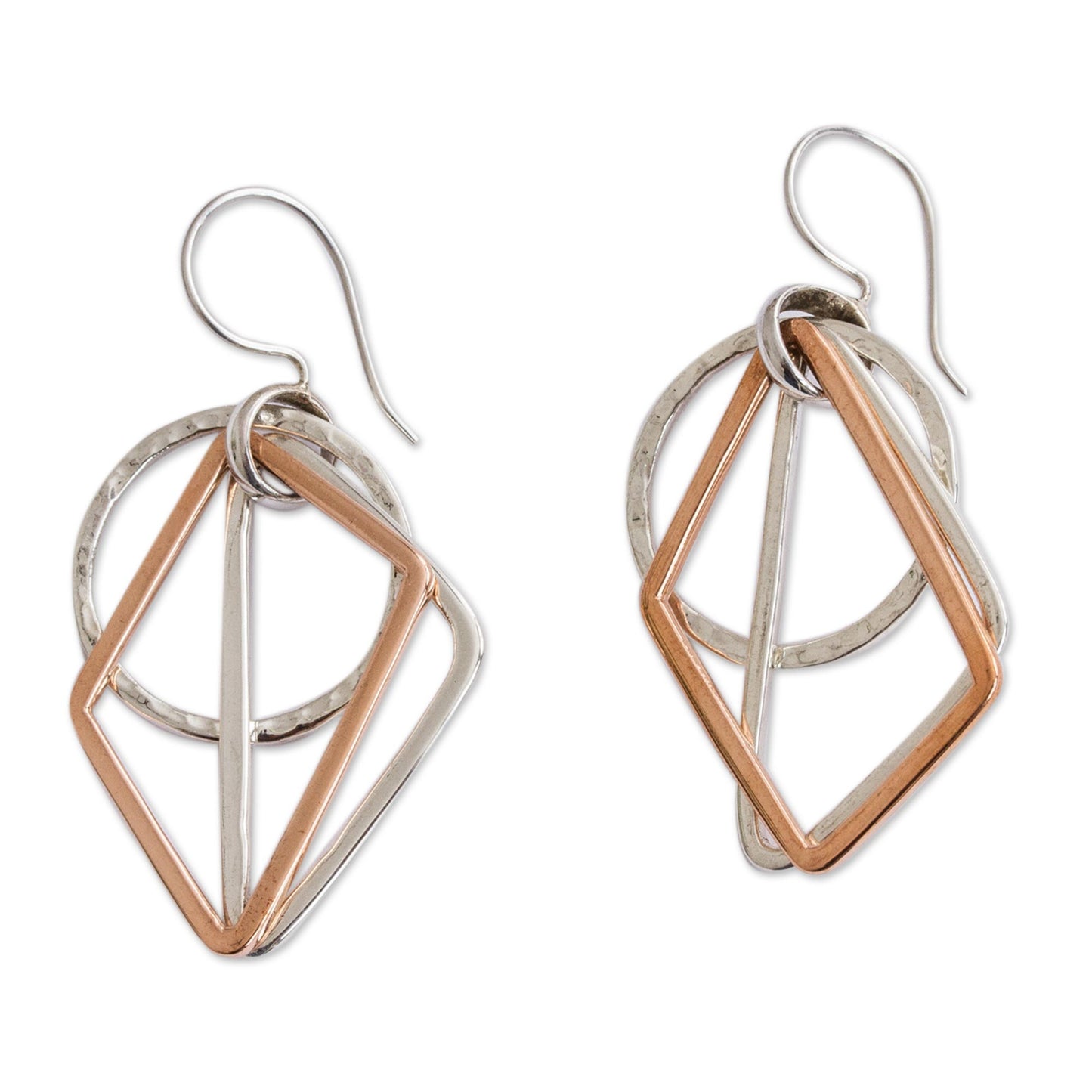 Geometric Trio Geometric Sterling Silver and Copper Dangle Earrings