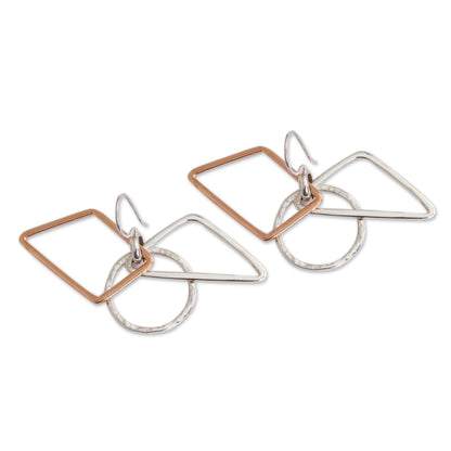 Geometric Trio Geometric Sterling Silver and Copper Dangle Earrings