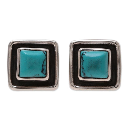 Sky Frame Square Calcite Stud Earrings Crafted in India