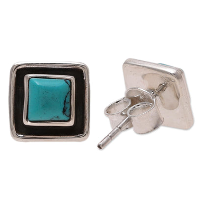 Sky Frame Square Calcite Stud Earrings Crafted in India