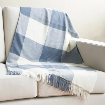 Comfy Checks in Azure 100% Baby Alpaca Throw in Azure from Peru