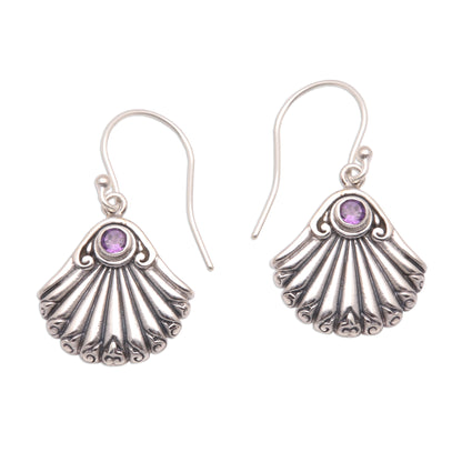 Seashore Shells Seashell-Shaped Amethyst Dangle Earrings from Bali