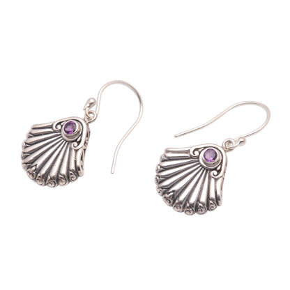 Seashore Shells Seashell-Shaped Amethyst Dangle Earrings from Bali