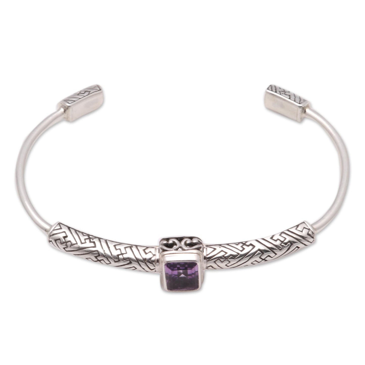 Gemstone Imagination 2-Carat Amethyst Cuff Bracelet from Bali