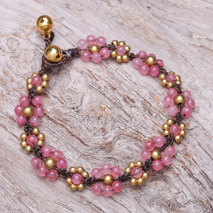 Blooming with Love Pink Quartz Beaded Macrame Bracelet from Thailand