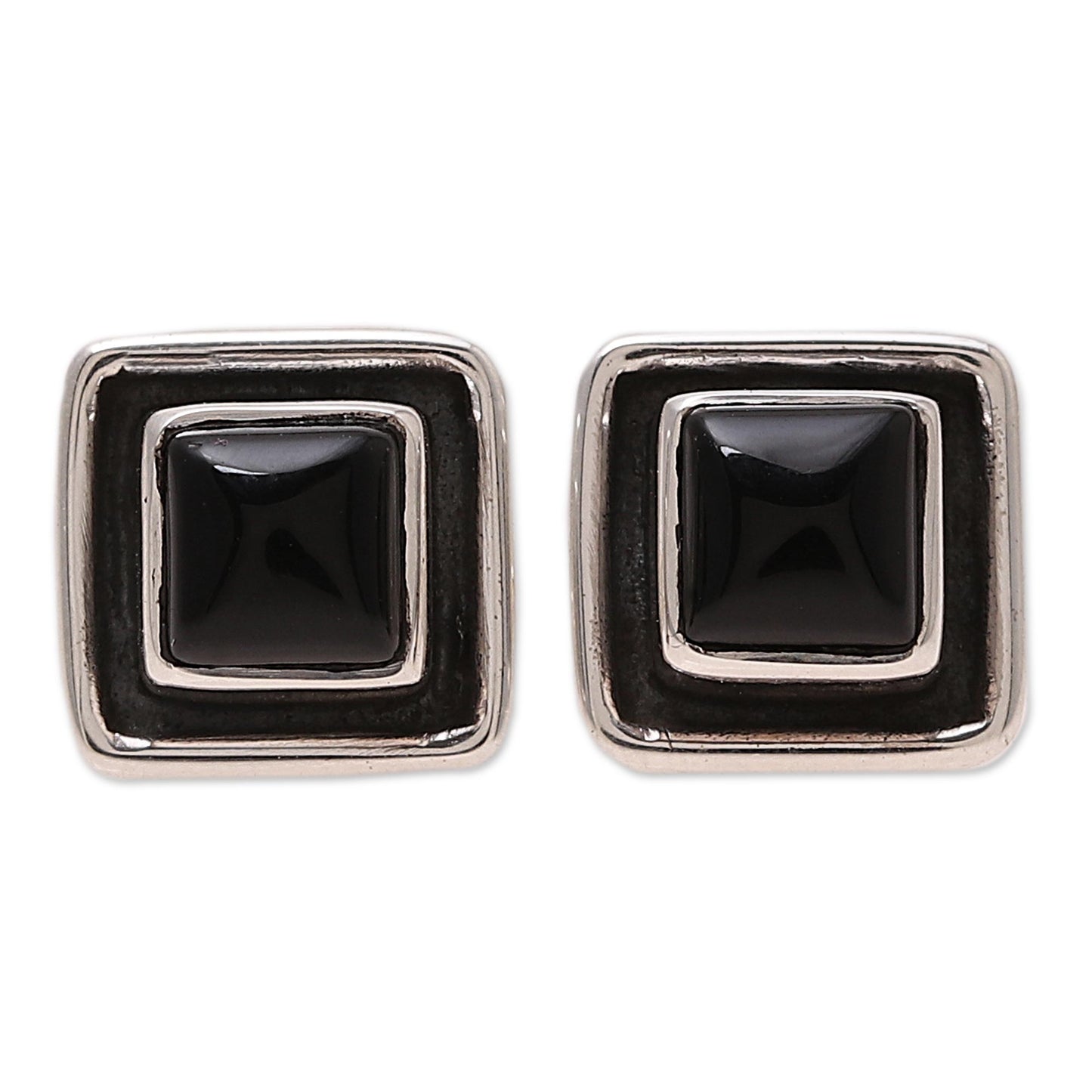 Midnight Frame Square Onyx Stud Earrings from India