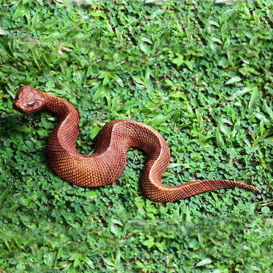 Slithering Snake Hand-Carved Suar Wood Snake Sculpture from Bali