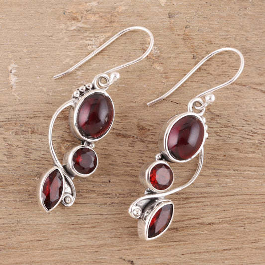 Classic Glamour Glamorous Natural Garnet Dangle Earrings from India