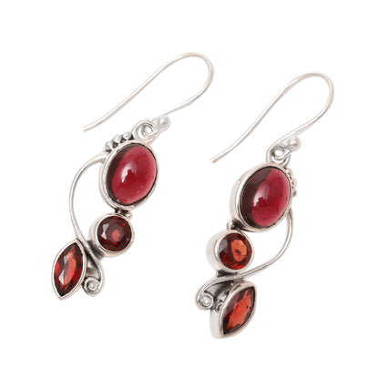 Classic Glamour Glamorous Natural Garnet Dangle Earrings from India