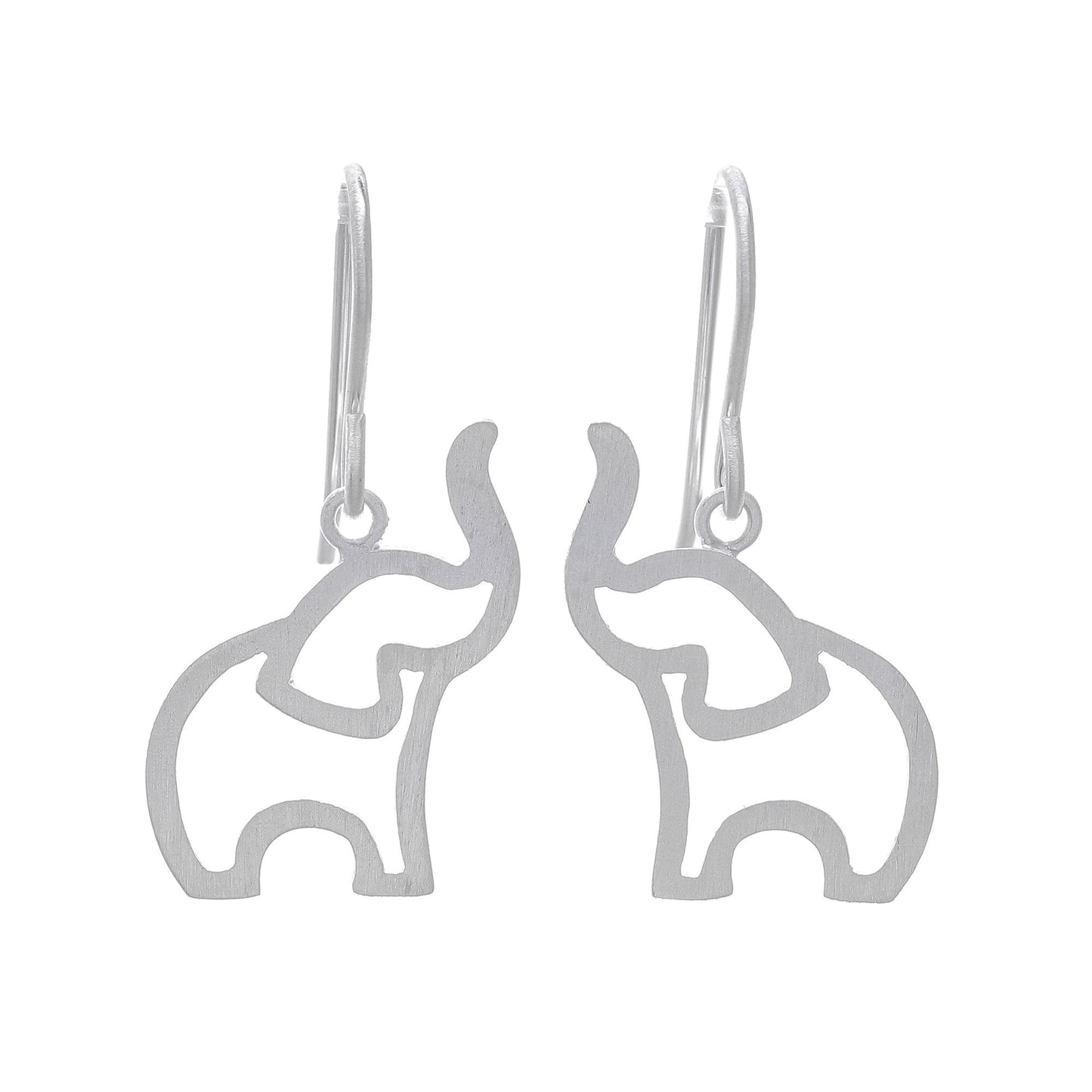 Reverent Elephants Brushed-Satin Sterling Silver Elephant Dangle Earrings