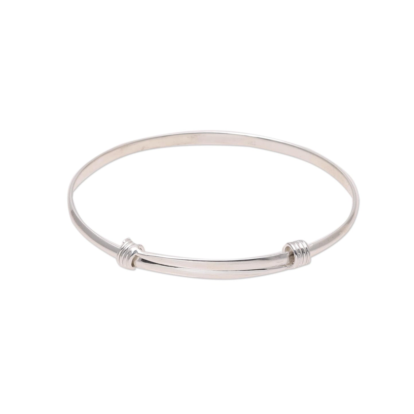 Dual Elegance Simple Sterling Silver Bangle Bracelet from India