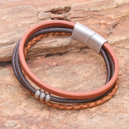 Free Spirited in Brown Leather Cord Bracelet in Brown from Thailand