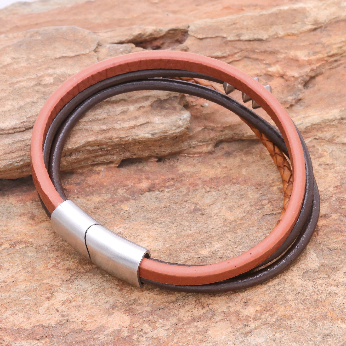 Free Spirited in Brown Leather Cord Bracelet in Brown from Thailand