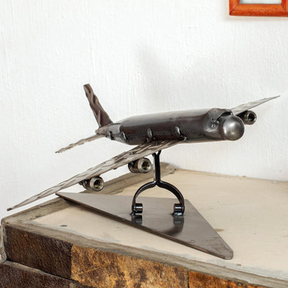 Airline Recycled Metal Auto Part Jet Sculpture from Mexico