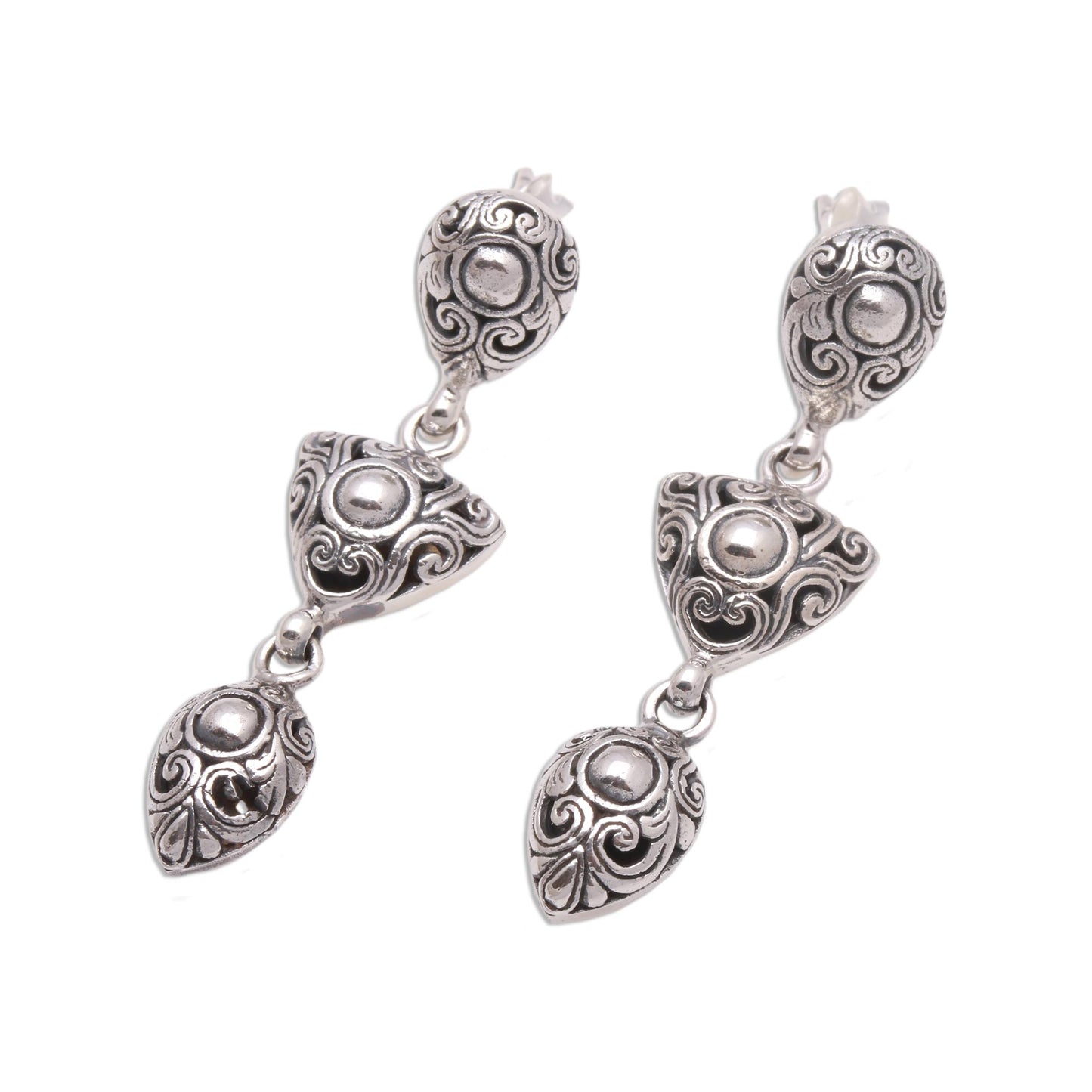 Elegance of Swirls Swirl Pattern Sterling Silver Dangle Earrings