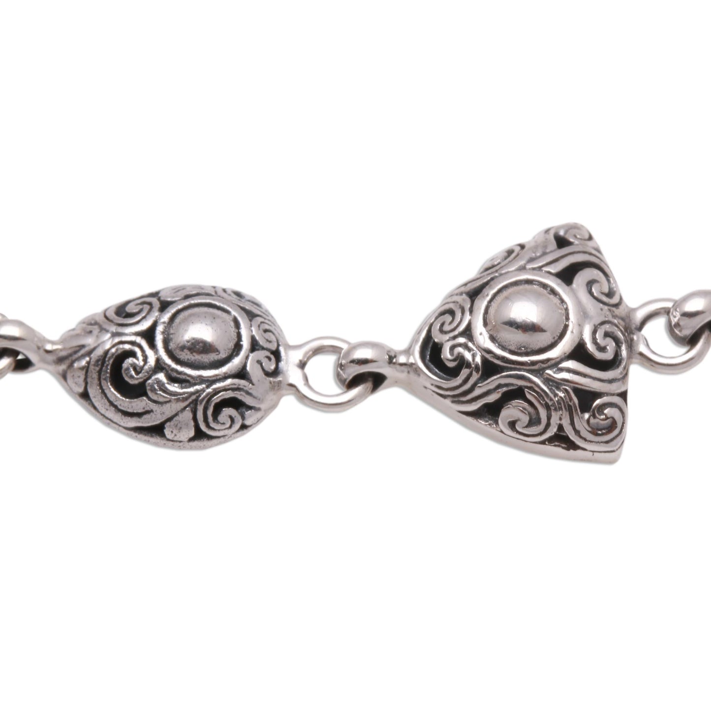 Elegance of Swirls Swirl Pattern Sterling Silver Link Bracelet from Bali