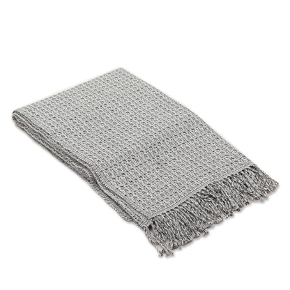 Cozy Combination in Pebble Monochromatic Alpaca Blend Throw from Peru