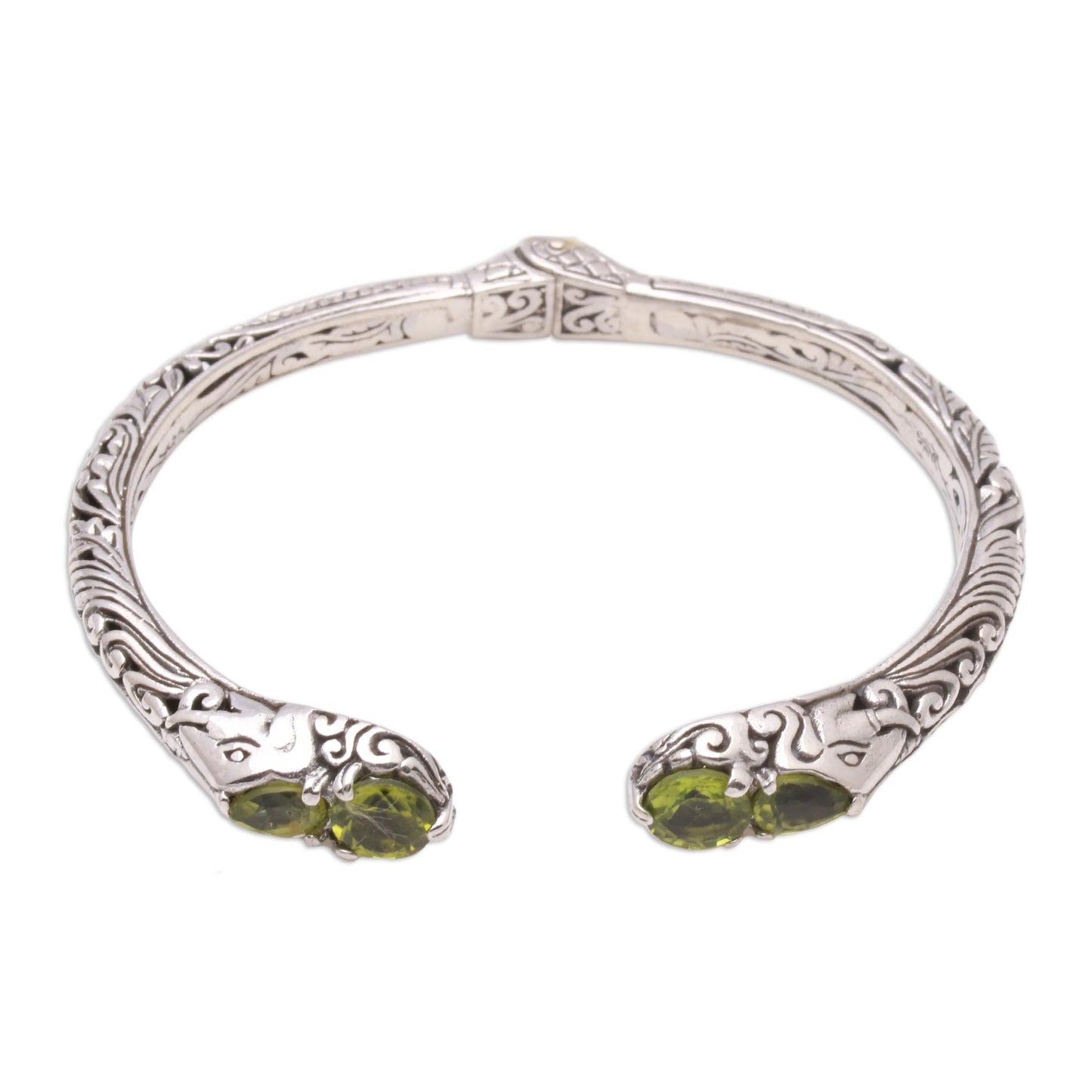 Elephant's Treasure Elephant Motif Peridot Cuff Bracelet from Bali