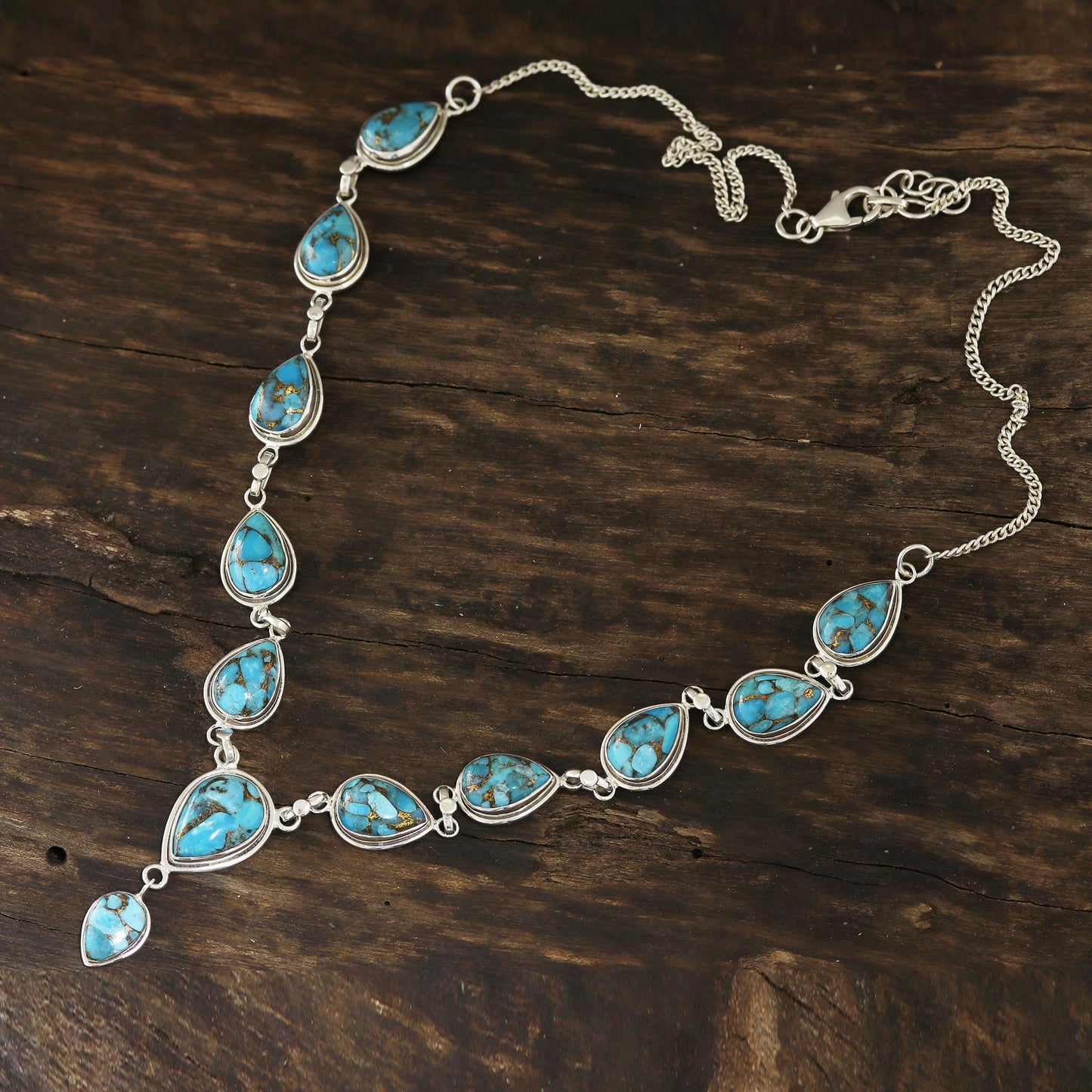 Aura of Beauty Composite Turquoise Y-Necklace from India