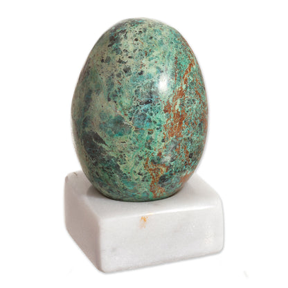 Calming Ovus Egg-Shaped Chrysocolla Gemstone Figurine from Peru