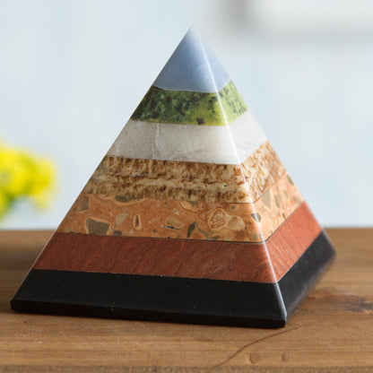 Positive Vibes Multi-Gemstone Pyramid Figurine from Peru