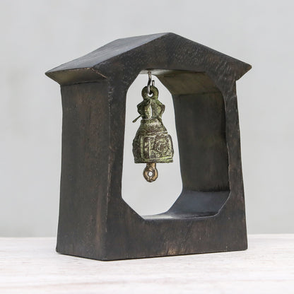 Ringing House Mango Wood and Brass Bell Crafted in Thailand