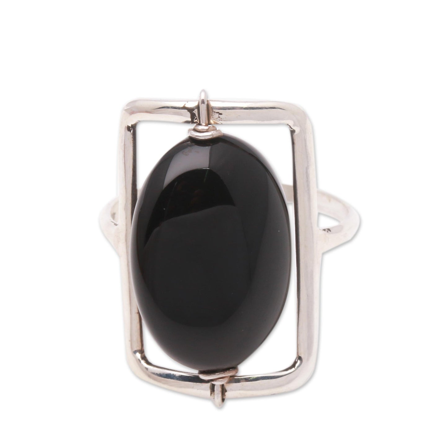 Deep Soul Black Onyx Single-Stone Ring Crafted in Bali