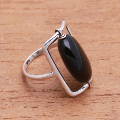 Deep Soul Black Onyx Single-Stone Ring Crafted in Bali