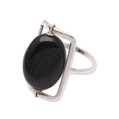 Deep Soul Black Onyx Single-Stone Ring Crafted in Bali