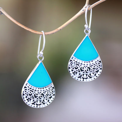 Bali Tears Teardrop Sterling Silver and Resin Dangle Earrings from Bali