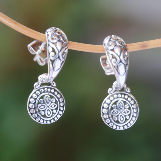 Giving Life Half-Hoop-Style Sterling Silver Dangle Earrings from Bali