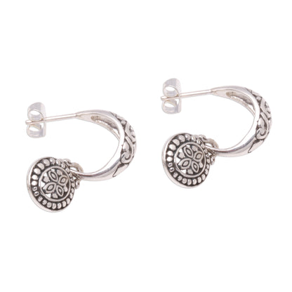 Giving Life Half-Hoop-Style Sterling Silver Dangle Earrings from Bali