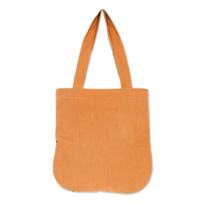 Lanna Caramel Geometric Cotton Shoulder Bag in Caramel from Thailand