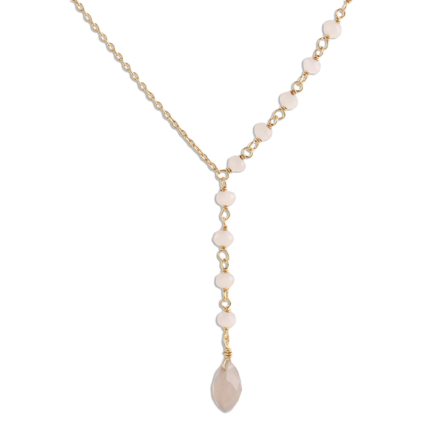 Gemstone Grace Gold Plated Chalcedony Y-Necklace from India