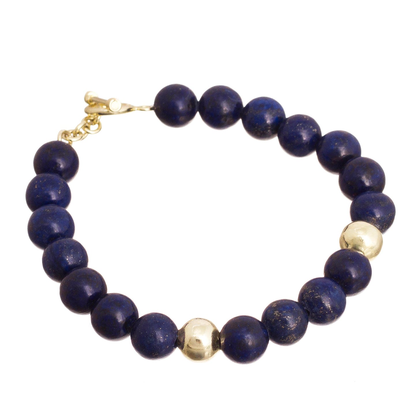 Golden Sea Gold Accent Lapis Lazuli Beaded Bracelet from Peru