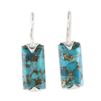 Beautiful Blue Composite Turquoise Drop Earrings from India