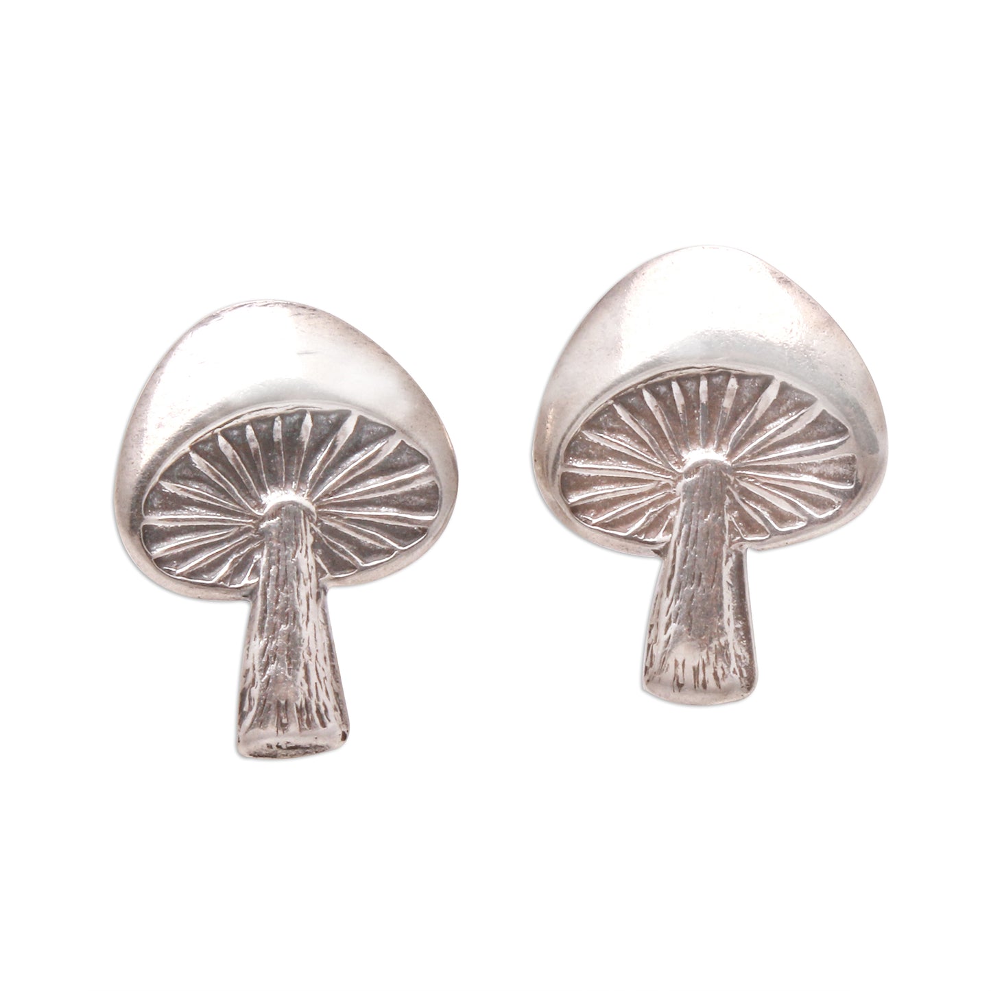 NOVICA  Mushroom-Shaped Sterling Silver Stud Earrings from Bali, 'Gleaming Mushrooms'