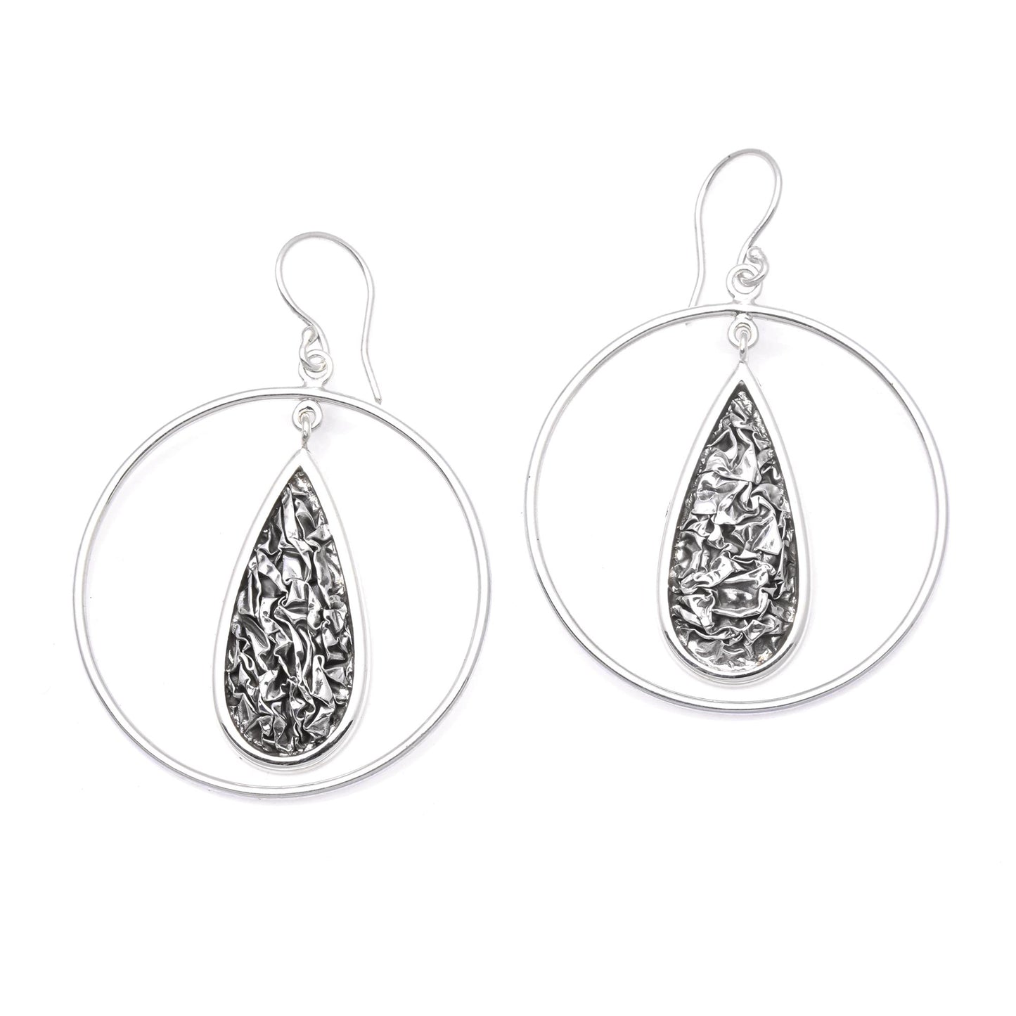 Contour Drops Drop-Shaped Contoured Sterling Silver Dangle Earrings