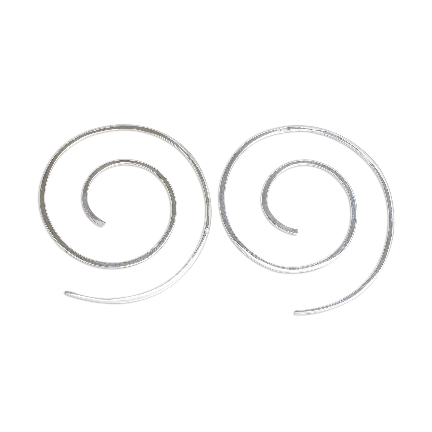 Fibonacci's Beauty Spiral Sterling Silver Half-Hoop Earrings from Guatemala