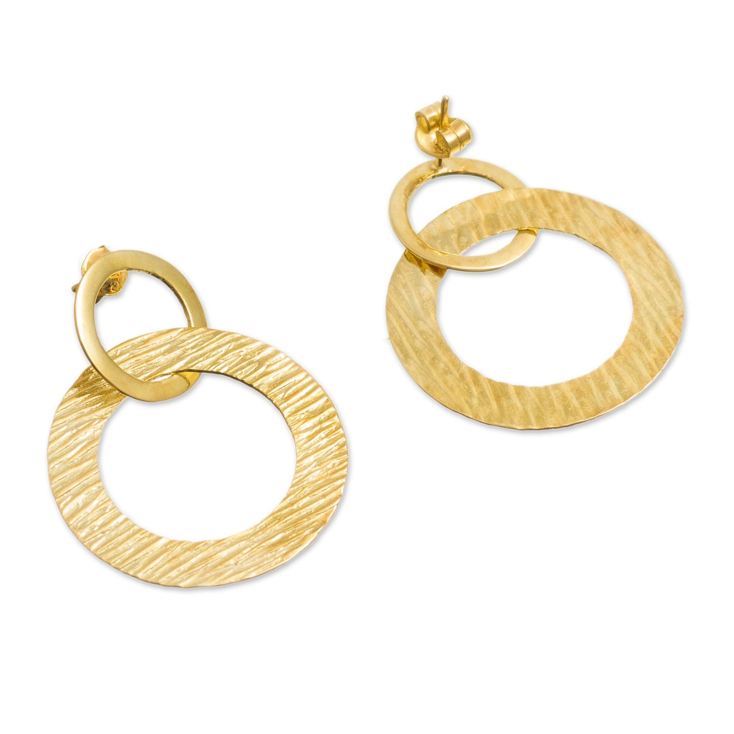 Sun Circles 18k Gold Plated Sterling Silver Circles Dangle Earrings