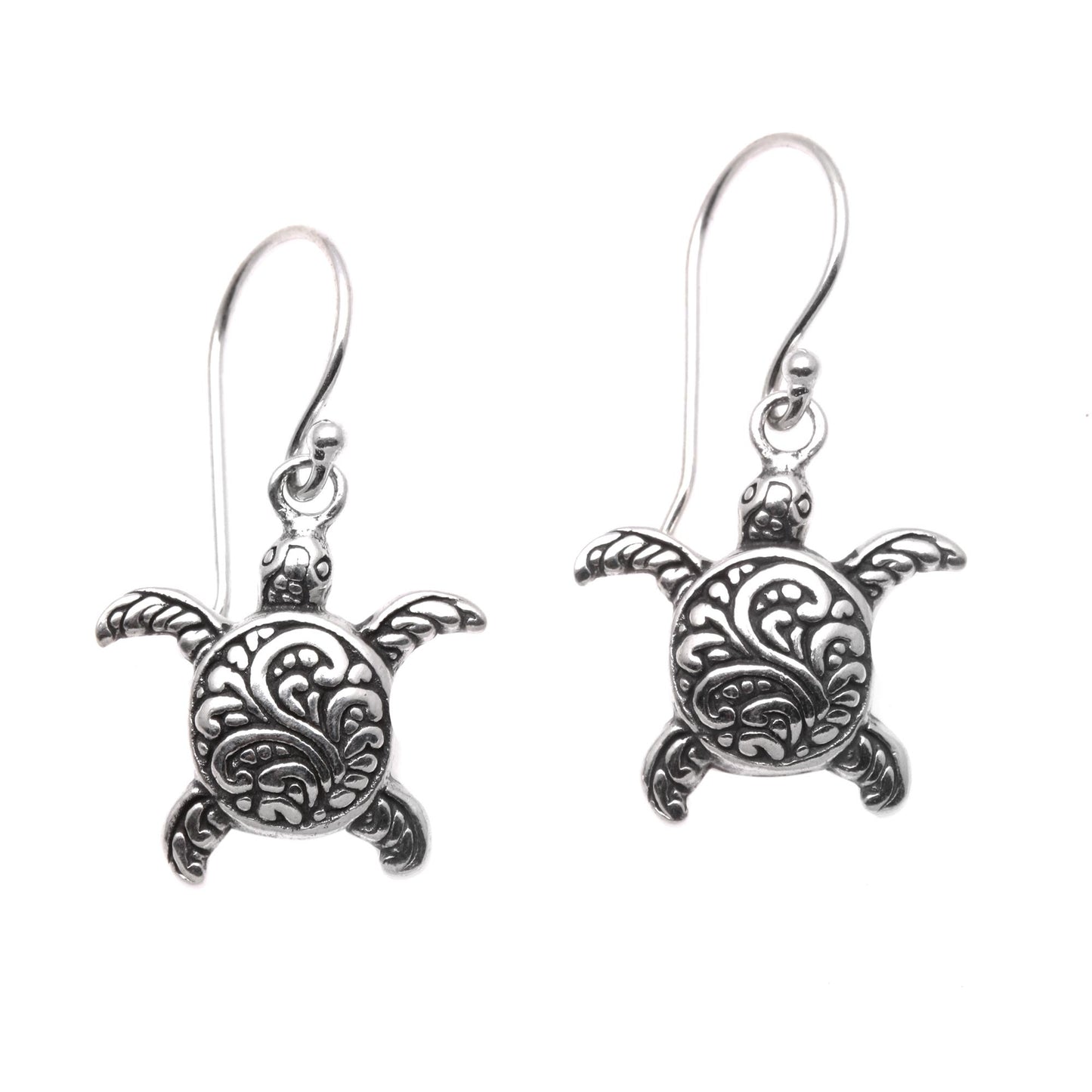 Baby Turtles Sterling Silver Sea Turtle Dangle Earrings from Bali