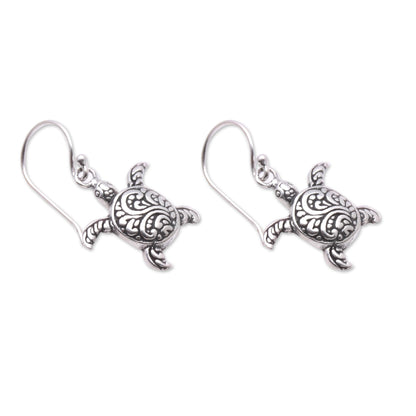 Baby Turtles Sterling Silver Sea Turtle Dangle Earrings from Bali