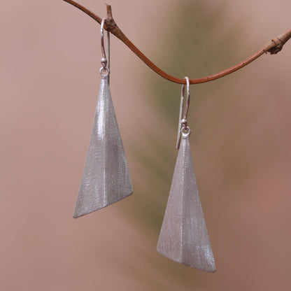 Modern Pyramids Sterling Silver Pyramid Dangle Earrings from Bali