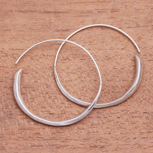 Expanding Beauty Handcrafted Sterling Silver Half-Hoop Earrings from Bali