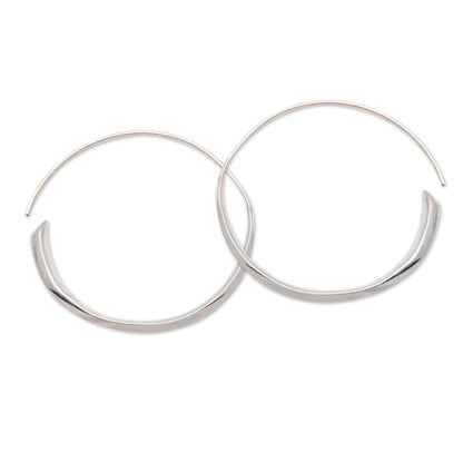 Expanding Beauty Handcrafted Sterling Silver Half-Hoop Earrings from Bali