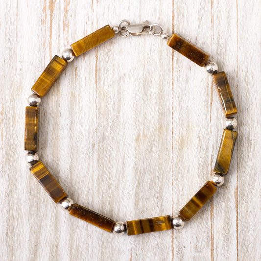 Earthen Sophistication Tiger's Eye Beaded Bracelet Crafted in Peru